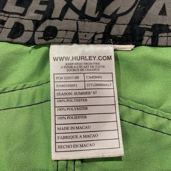 HURLEY Men’s Board Shorts Bathing Suit Swim Trunks Medium Green - Picture 3 of 4